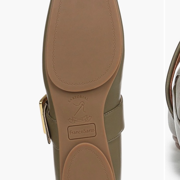Franco Sarto Olive Green Flats with Gold Buckle - Picture 6 of 16